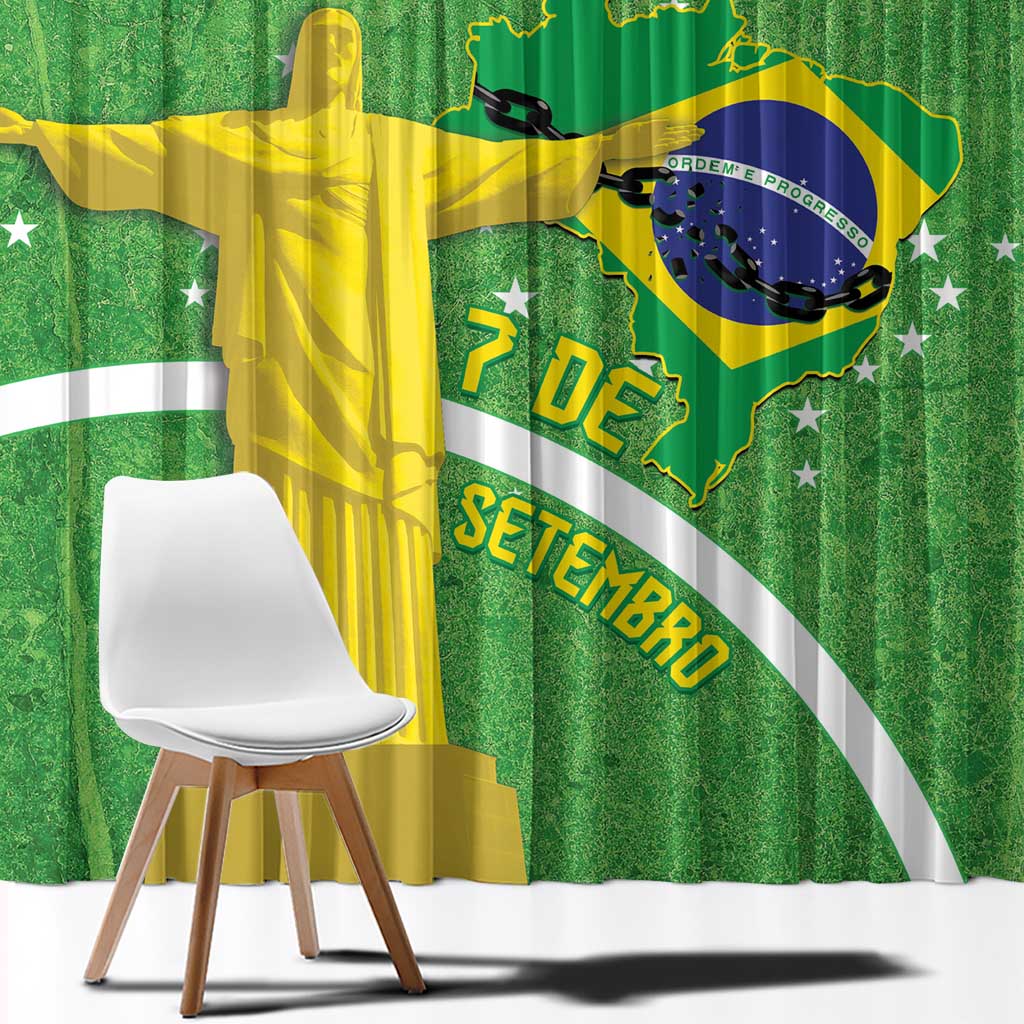 Personalized Brazil Independence Day Window Curtain Brasil Map Christ The Redeemer 7 De Setembro - Wonder Print Shop