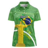 Personalized Brazil Independence Day Women Polo Shirt Brasil Map Christ The Redeemer 7 De Setembro - Wonder Print Shop