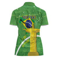 Personalized Brazil Independence Day Women Polo Shirt Brasil Map Christ The Redeemer 7 De Setembro - Wonder Print Shop