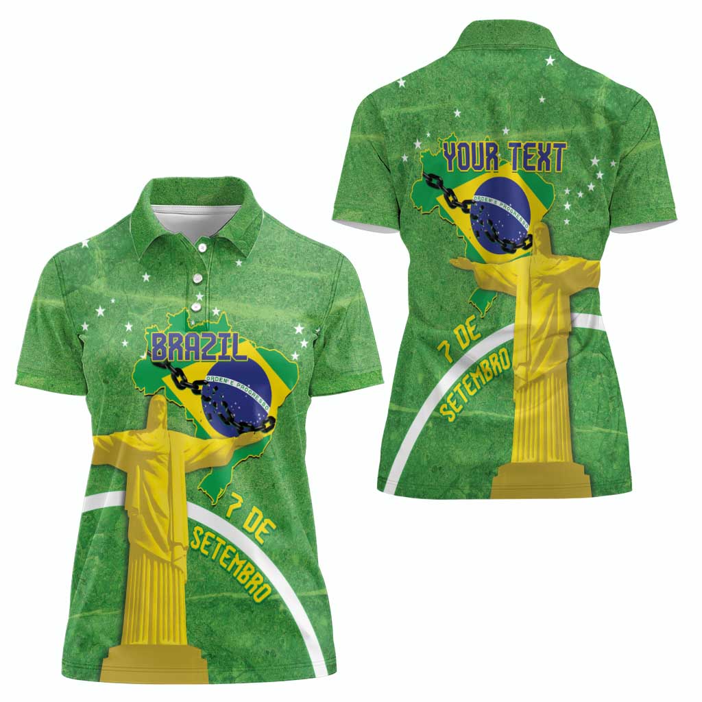 Personalized Brazil Independence Day Women Polo Shirt Brasil Map Christ The Redeemer 7 De Setembro - Wonder Print Shop