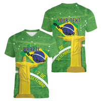 Personalized Brazil Independence Day Women V-Neck T-Shirt Brasil Map Christ The Redeemer 7 De Setembro - Wonder Print Shop