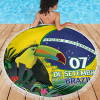 Feliz Dia Da Indepencencia Brazil Beach Blanket Brasil Toucan Tropical Vibes - Wonder Print Shop