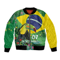 Feliz Dia Da Indepencencia Brazil Bomber Jacket Brasil Toucan Tropical Vibes - Wonder Print Shop