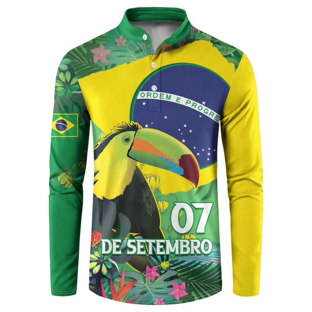 Feliz Dia Da Indepencencia Brazil Button Sweatshirt Brasil Toucan Tropical Vibes - Wonder Print Shop