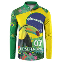 Feliz Dia Da Indepencencia Brazil Button Sweatshirt Brasil Toucan Tropical Vibes - Wonder Print Shop