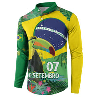 Feliz Dia Da Indepencencia Brazil Button Sweatshirt Brasil Toucan Tropical Vibes - Wonder Print Shop