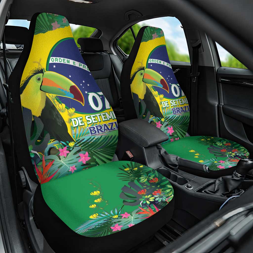 Feliz Dia Da Indepencencia Brazil Car Seat Cover Brasil Toucan Tropical Vibes - Wonder Print Shop