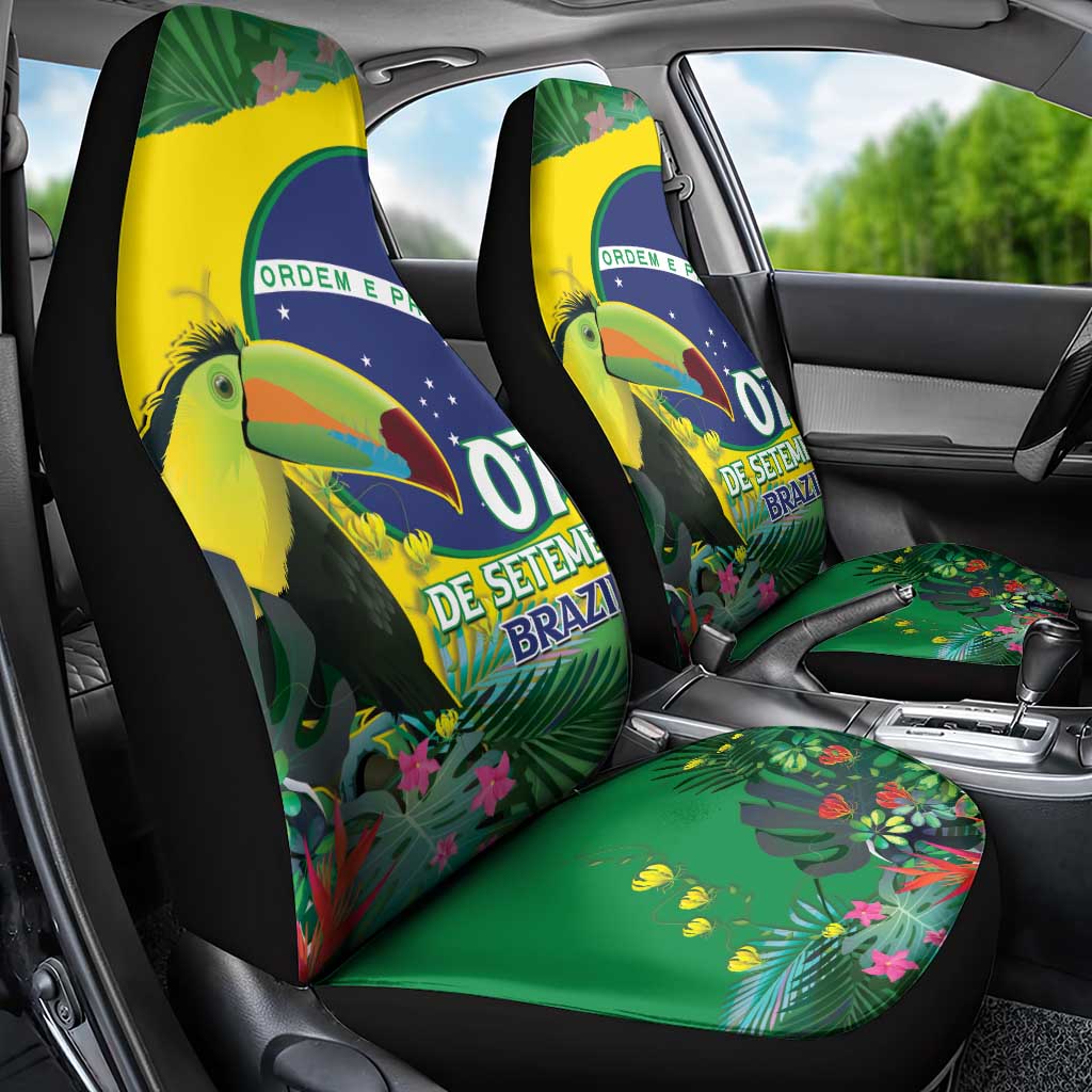 Feliz Dia Da Indepencencia Brazil Car Seat Cover Brasil Toucan Tropical Vibes - Wonder Print Shop