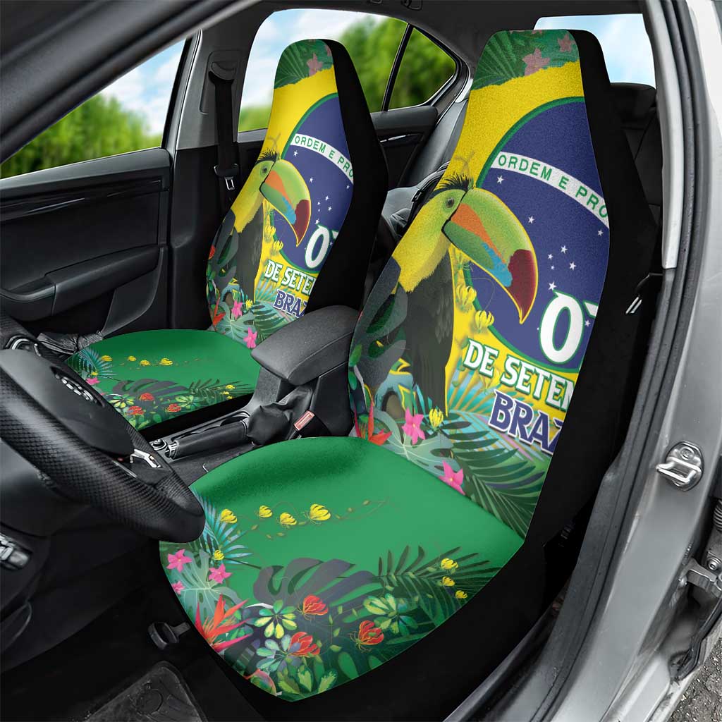 Feliz Dia Da Indepencencia Brazil Car Seat Cover Brasil Toucan Tropical Vibes - Wonder Print Shop