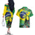 Feliz Dia Da Indepencencia Brazil Couples Matching Off The Shoulder Long Sleeve Dress and Hawaiian Shirt Brasil Toucan Tropical Vibes - Wonder Print Shop