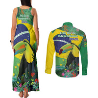 Feliz Dia Da Indepencencia Brazil Couples Matching Tank Maxi Dress and Long Sleeve Button Shirt Brasil Toucan Tropical Vibes - Wonder Print Shop