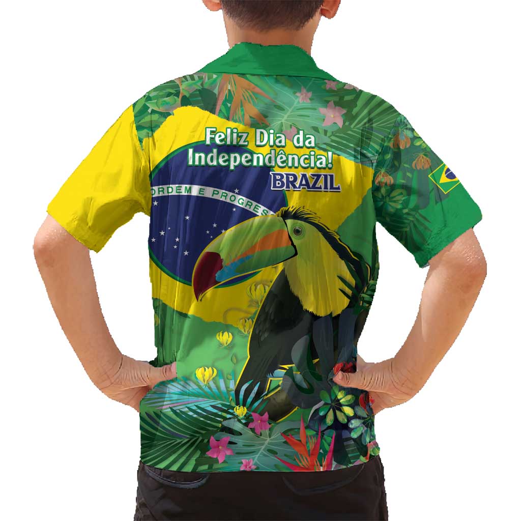 Feliz Dia Da Indepencencia Brazil Family Matching Long Sleeve Bodycon Dress and Hawaiian Shirt Brasil Toucan Tropical Vibes - Wonder Print Shop