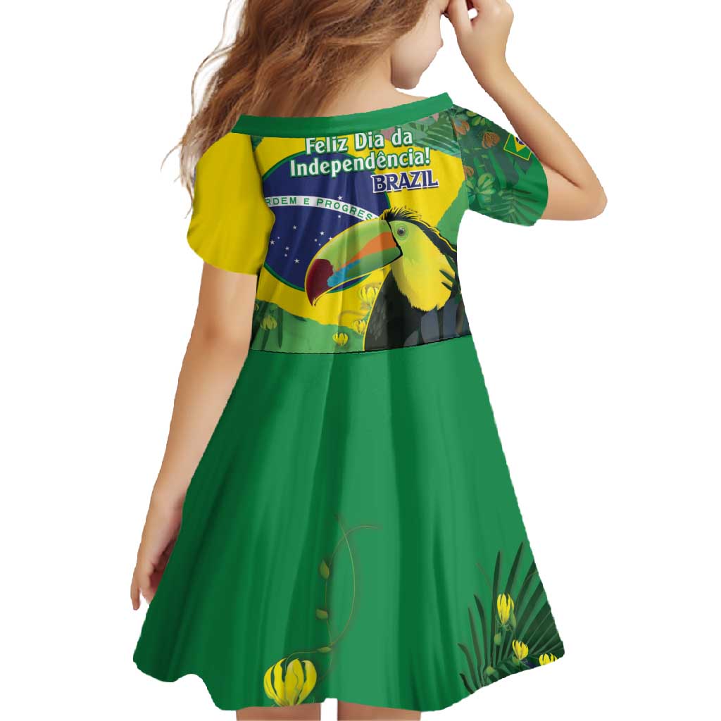 Feliz Dia Da Indepencencia Brazil Family Matching Long Sleeve Bodycon Dress and Hawaiian Shirt Brasil Toucan Tropical Vibes - Wonder Print Shop