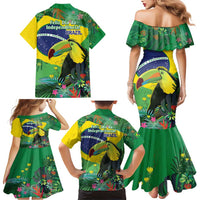 Feliz Dia Da Indepencencia Brazil Family Matching Mermaid Dress and Hawaiian Shirt Brasil Toucan Tropical Vibes - Wonder Print Shop
