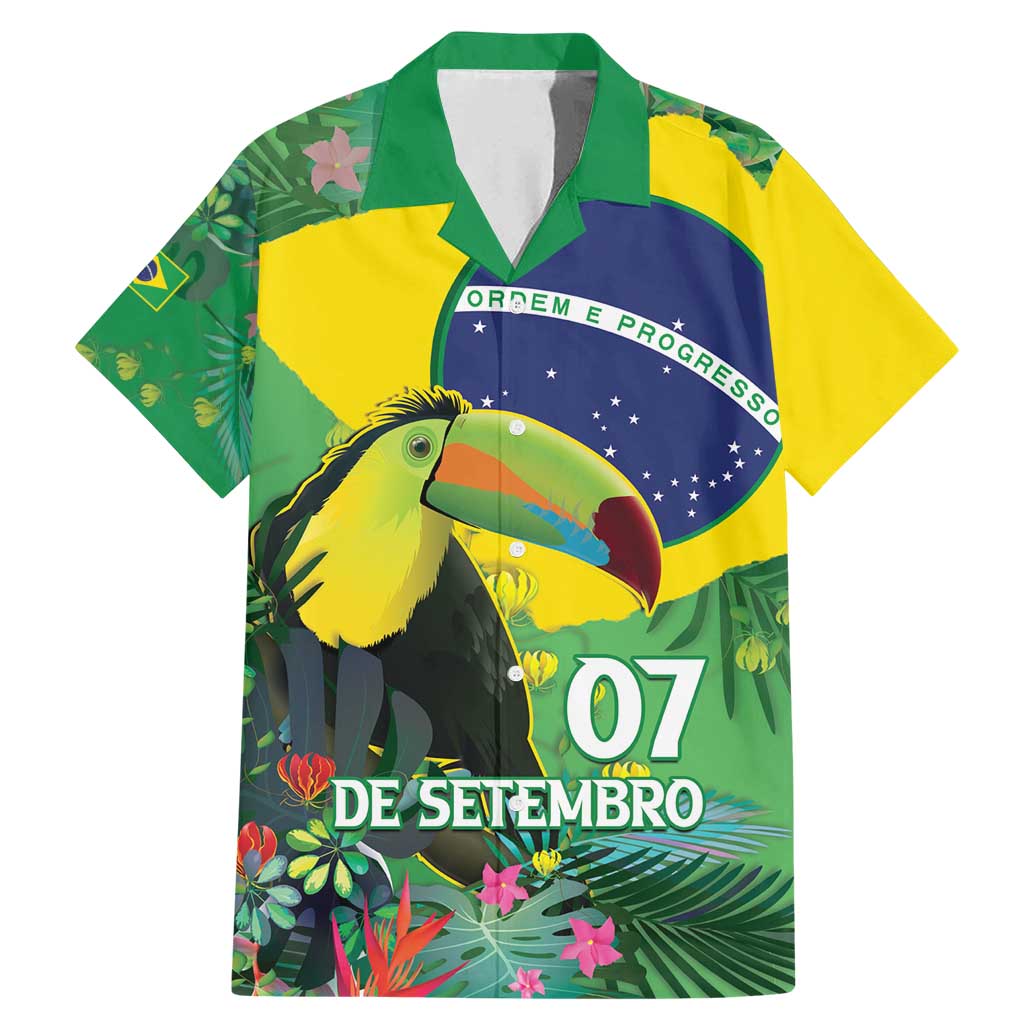Feliz Dia Da Indepencencia Brazil Family Matching Mermaid Dress and Hawaiian Shirt Brasil Toucan Tropical Vibes - Wonder Print Shop