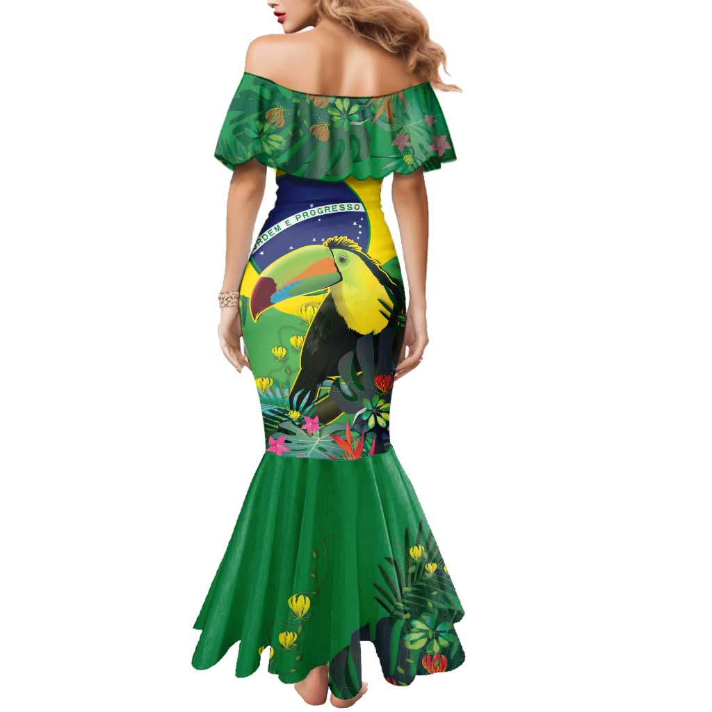 Feliz Dia Da Indepencencia Brazil Family Matching Mermaid Dress and Hawaiian Shirt Brasil Toucan Tropical Vibes - Wonder Print Shop