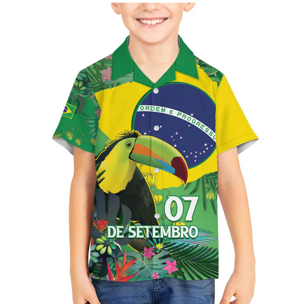 Feliz Dia Da Indepencencia Brazil Family Matching Mermaid Dress and Hawaiian Shirt Brasil Toucan Tropical Vibes - Wonder Print Shop