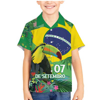 Feliz Dia Da Indepencencia Brazil Family Matching Mermaid Dress and Hawaiian Shirt Brasil Toucan Tropical Vibes - Wonder Print Shop