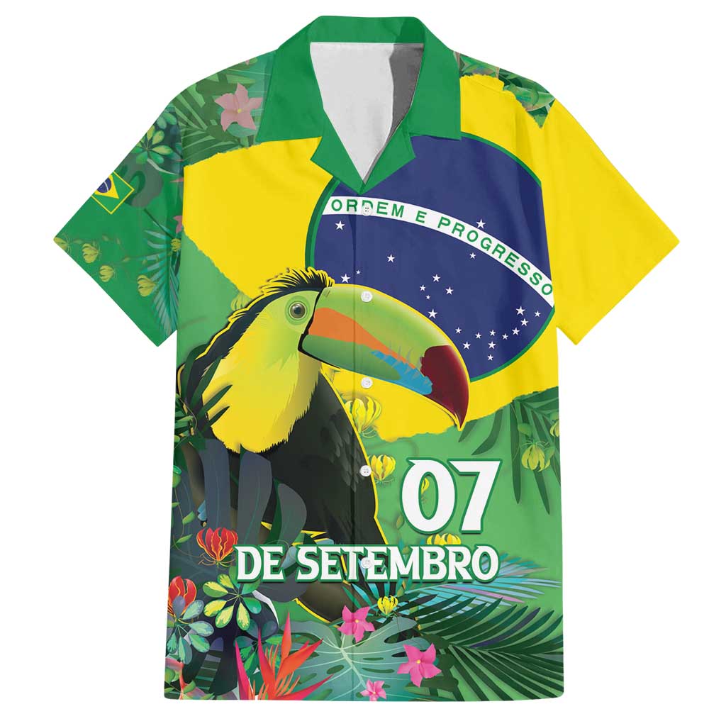 Feliz Dia Da Indepencencia Brazil Family Matching Off Shoulder Maxi Dress and Hawaiian Shirt Brasil Toucan Tropical Vibes - Wonder Print Shop