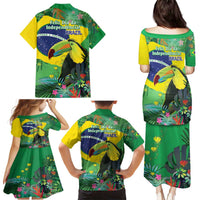 Feliz Dia Da Indepencencia Brazil Family Matching Puletasi and Hawaiian Shirt Brasil Toucan Tropical Vibes - Wonder Print Shop