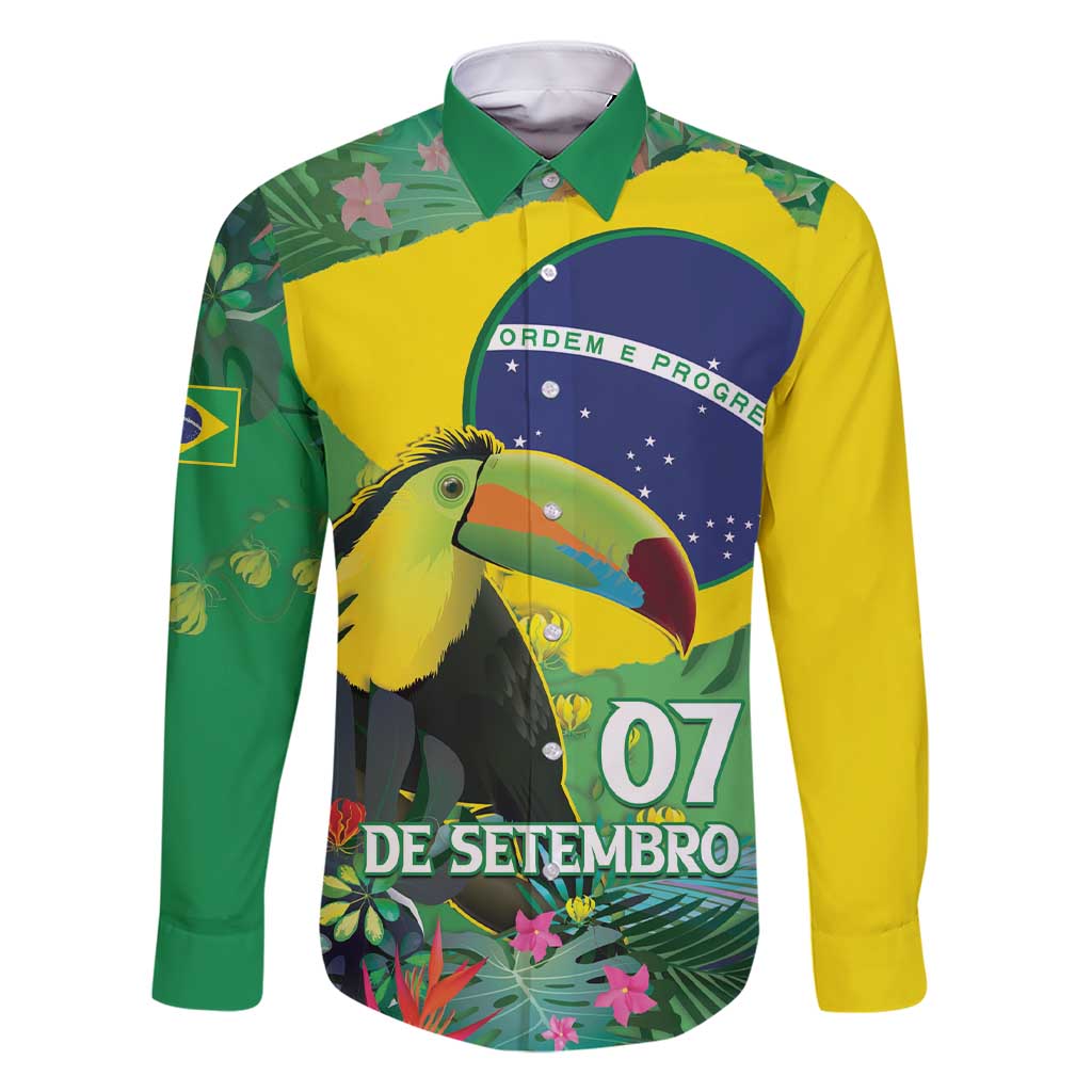 Feliz Dia Da Indepencencia Brazil Family Matching Short Sleeve Bodycon Dress and Hawaiian Shirt Brasil Toucan Tropical Vibes - Wonder Print Shop