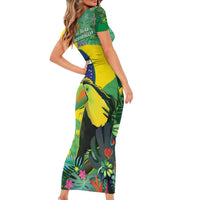 Feliz Dia Da Indepencencia Brazil Family Matching Short Sleeve Bodycon Dress and Hawaiian Shirt Brasil Toucan Tropical Vibes - Wonder Print Shop