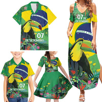 Feliz Dia Da Indepencencia Brazil Family Matching Summer Maxi Dress and Hawaiian Shirt Brasil Toucan Tropical Vibes - Wonder Print Shop