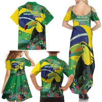 Feliz Dia Da Indepencencia Brazil Family Matching Summer Maxi Dress and Hawaiian Shirt Brasil Toucan Tropical Vibes - Wonder Print Shop