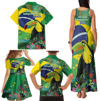 Feliz Dia Da Indepencencia Brazil Family Matching Tank Maxi Dress and Hawaiian Shirt Brasil Toucan Tropical Vibes - Wonder Print Shop