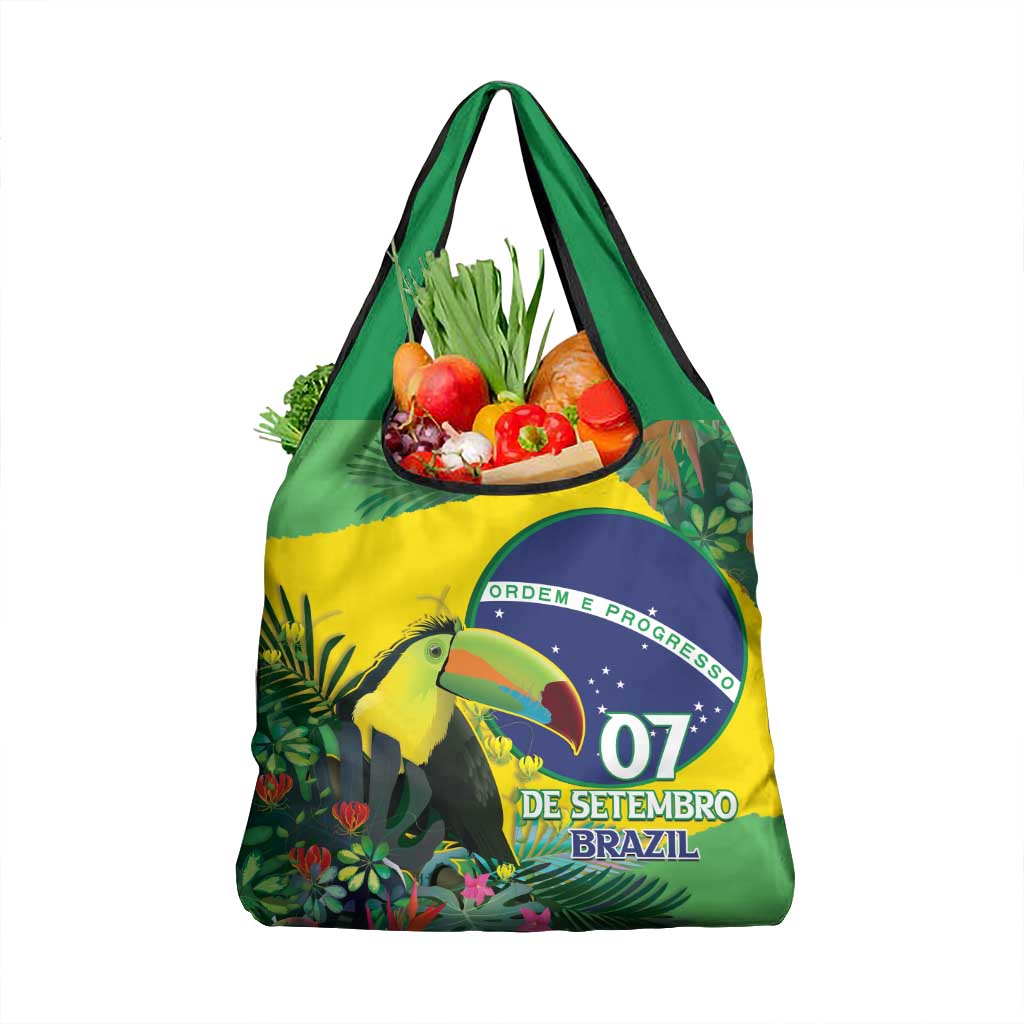 Feliz Dia Da Indepencencia Brazil Grocery Bag Brasil Toucan Tropical Vibes