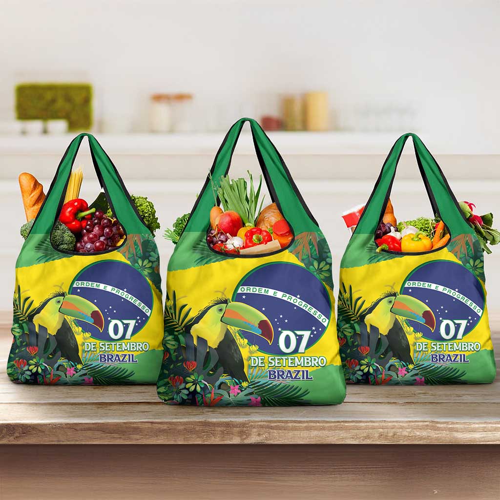 Feliz Dia Da Indepencencia Brazil Grocery Bag Brasil Toucan Tropical Vibes