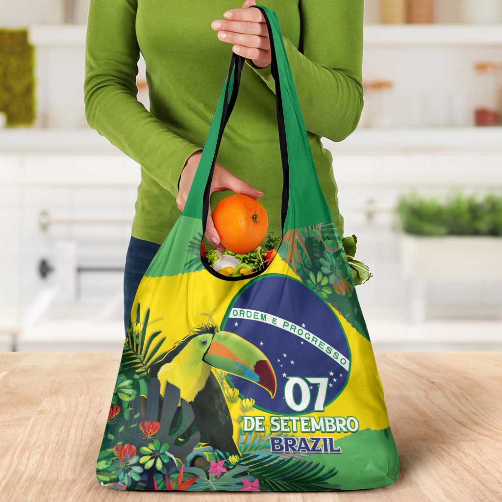 Feliz Dia Da Indepencencia Brazil Grocery Bag Brasil Toucan Tropical Vibes