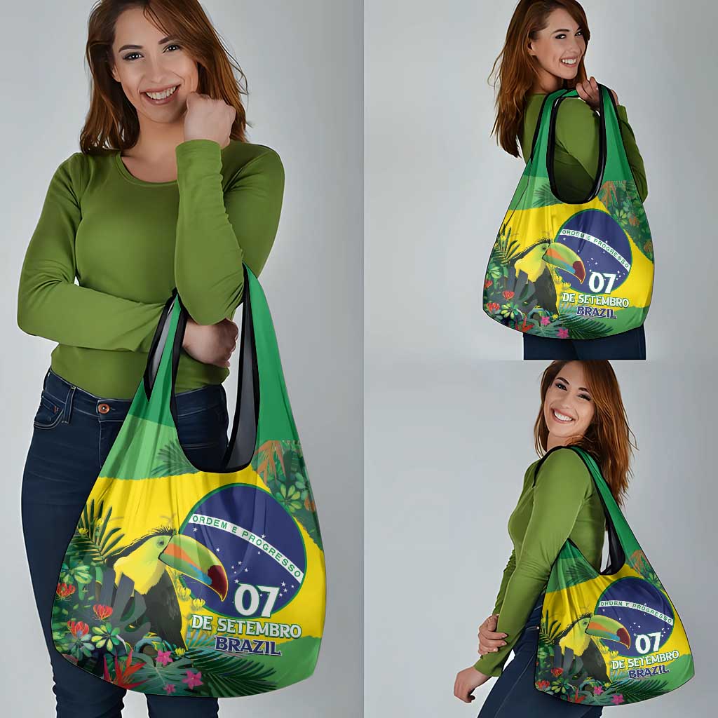 Feliz Dia Da Indepencencia Brazil Grocery Bag Brasil Toucan Tropical Vibes