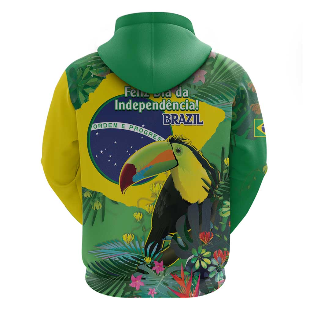 Feliz Dia Da Indepencencia Brazil Hoodie Brasil Toucan Tropical Vibes - Wonder Print Shop