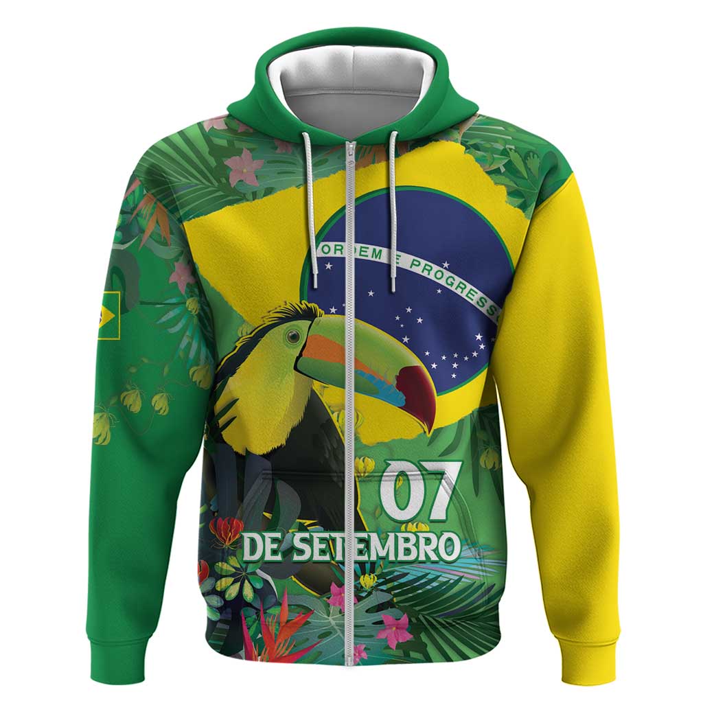 Feliz Dia Da Indepencencia Brazil Hoodie Brasil Toucan Tropical Vibes - Wonder Print Shop