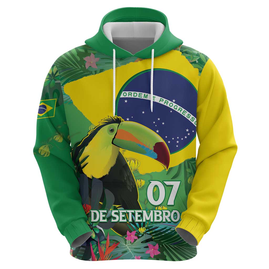 Feliz Dia Da Indepencencia Brazil Hoodie Brasil Toucan Tropical Vibes - Wonder Print Shop