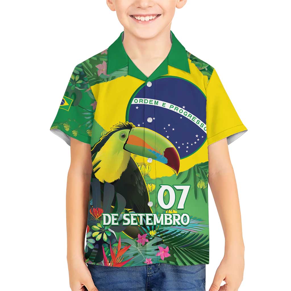Feliz Dia Da Indepencencia Brazil Kid Hawaiian Shirt Brasil Toucan Tropical Vibes - Wonder Print Shop