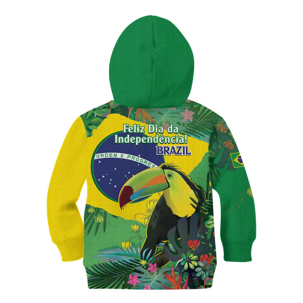 Feliz Dia Da Indepencencia Brazil Kid Hoodie Brasil Toucan Tropical Vibes - Wonder Print Shop