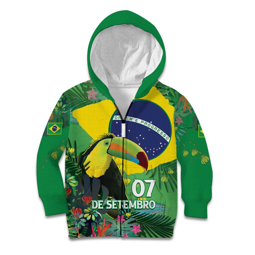 Feliz Dia Da Indepencencia Brazil Kid Hoodie Brasil Toucan Tropical Vibes - Wonder Print Shop