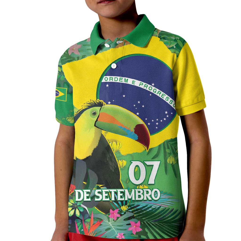 Feliz Dia Da Indepencencia Brazil Kid Polo Shirt Brasil Toucan Tropical Vibes - Wonder Print Shop