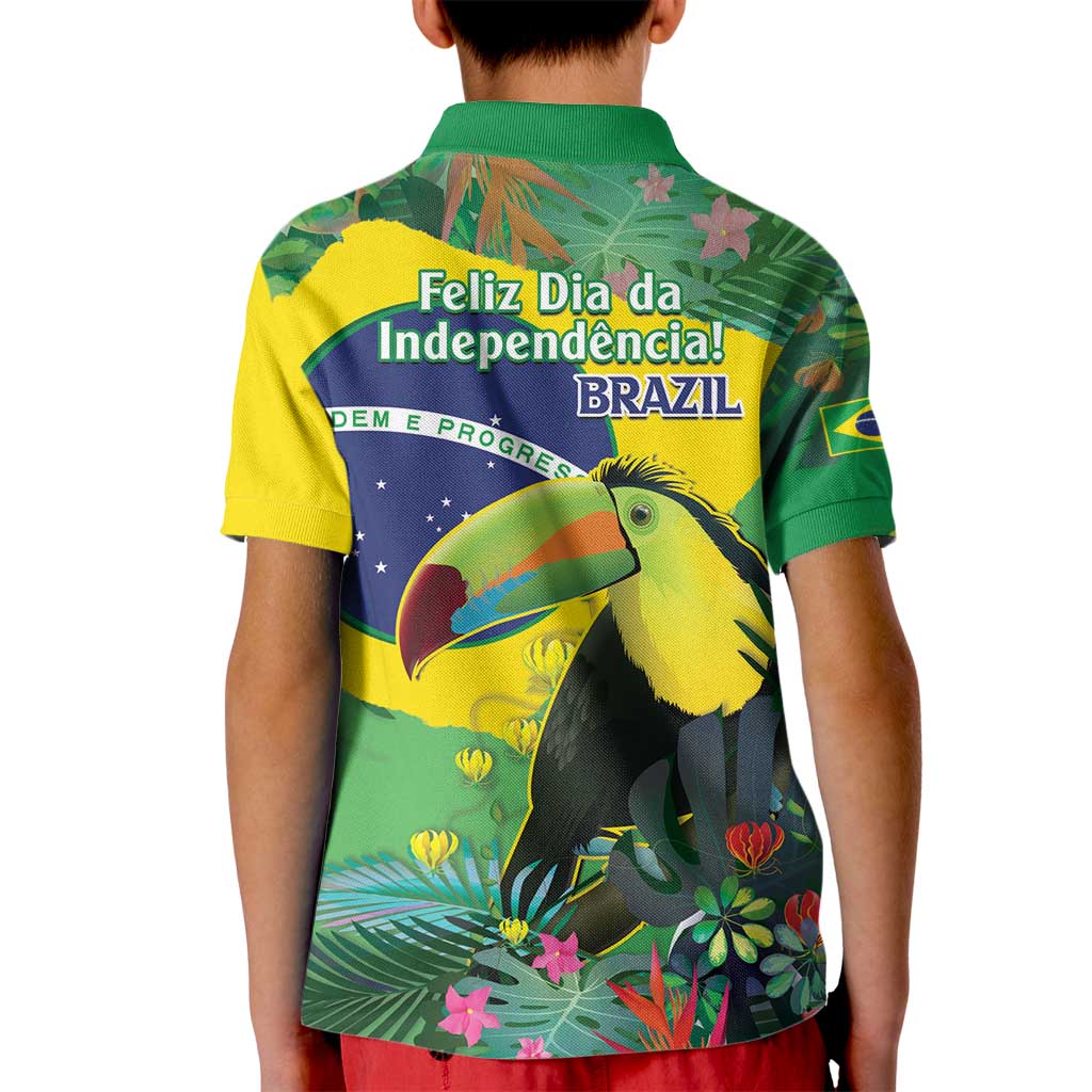 Feliz Dia Da Indepencencia Brazil Kid Polo Shirt Brasil Toucan Tropical Vibes - Wonder Print Shop