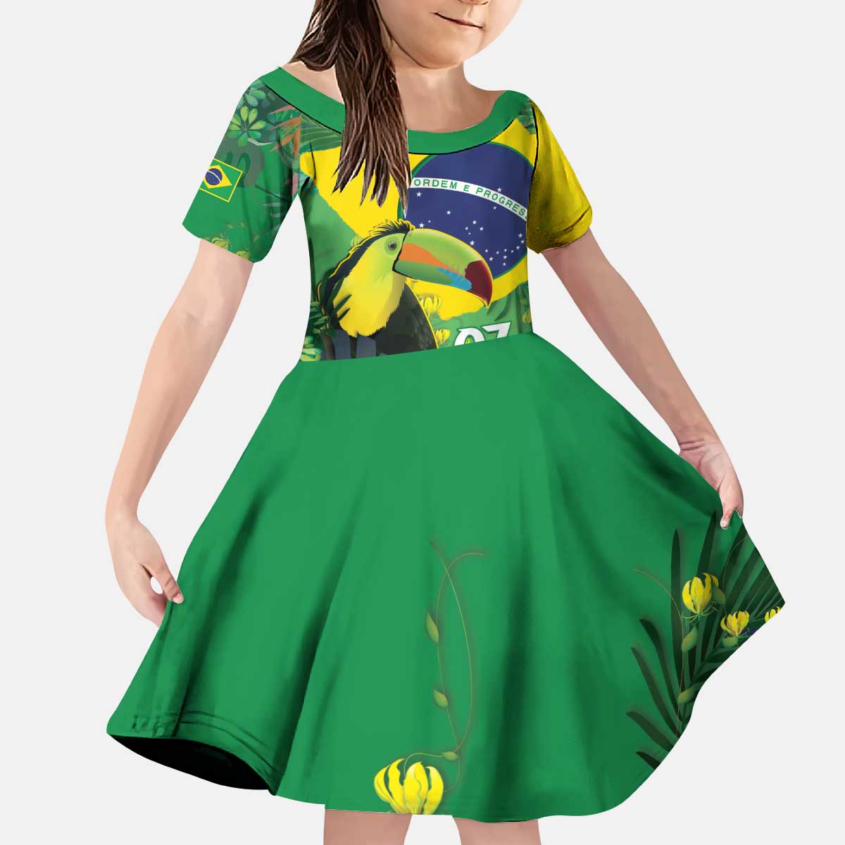 Feliz Dia Da Indepencencia Brazil Kid Short Sleeve Dress Brasil Toucan Tropical Vibes - Wonder Print Shop