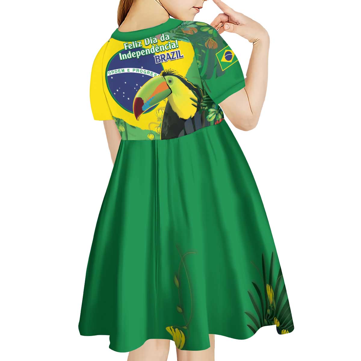 Feliz Dia Da Indepencencia Brazil Kid Short Sleeve Dress Brasil Toucan Tropical Vibes - Wonder Print Shop