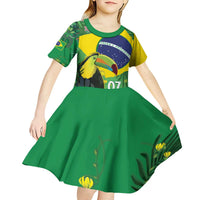 Feliz Dia Da Indepencencia Brazil Kid Short Sleeve Dress Brasil Toucan Tropical Vibes - Wonder Print Shop