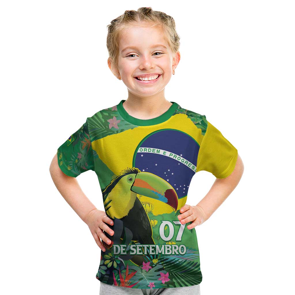 Feliz Dia Da Indepencencia Brazil Kid T Shirt Brasil Toucan Tropical Vibes - Wonder Print Shop