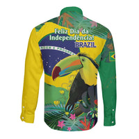 Feliz Dia Da Indepencencia Brazil Long Sleeve Button Shirt Brasil Toucan Tropical Vibes - Wonder Print Shop