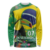 Feliz Dia Da Indepencencia Brazil Long Sleeve Shirt Brasil Toucan Tropical Vibes - Wonder Print Shop
