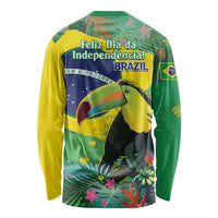 Feliz Dia Da Indepencencia Brazil Long Sleeve Shirt Brasil Toucan Tropical Vibes - Wonder Print Shop