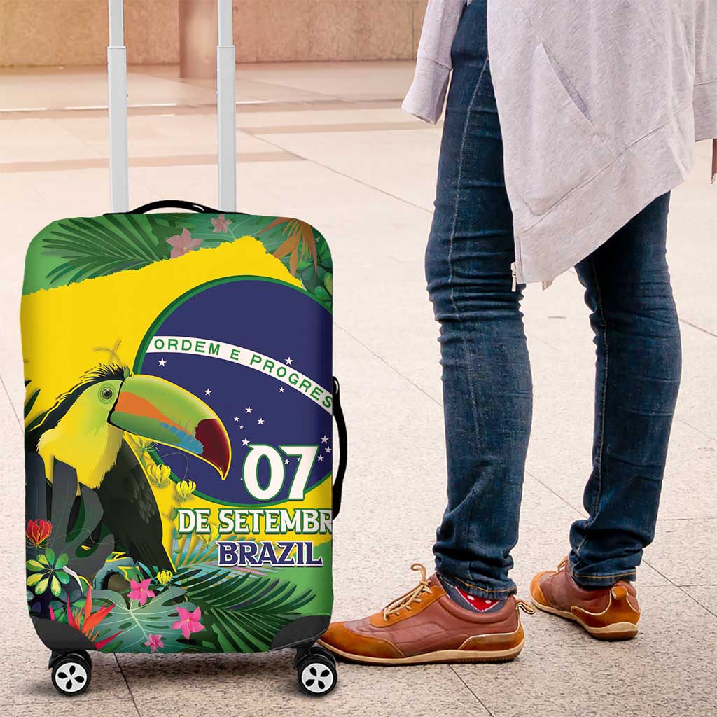 Feliz Dia Da Indepencencia Brazil Luggage Cover Brasil Toucan Tropical Vibes - Wonder Print Shop