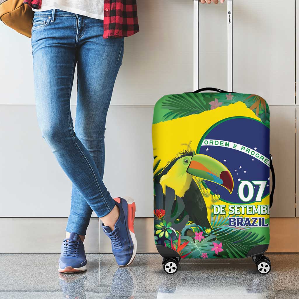 Feliz Dia Da Indepencencia Brazil Luggage Cover Brasil Toucan Tropical Vibes - Wonder Print Shop